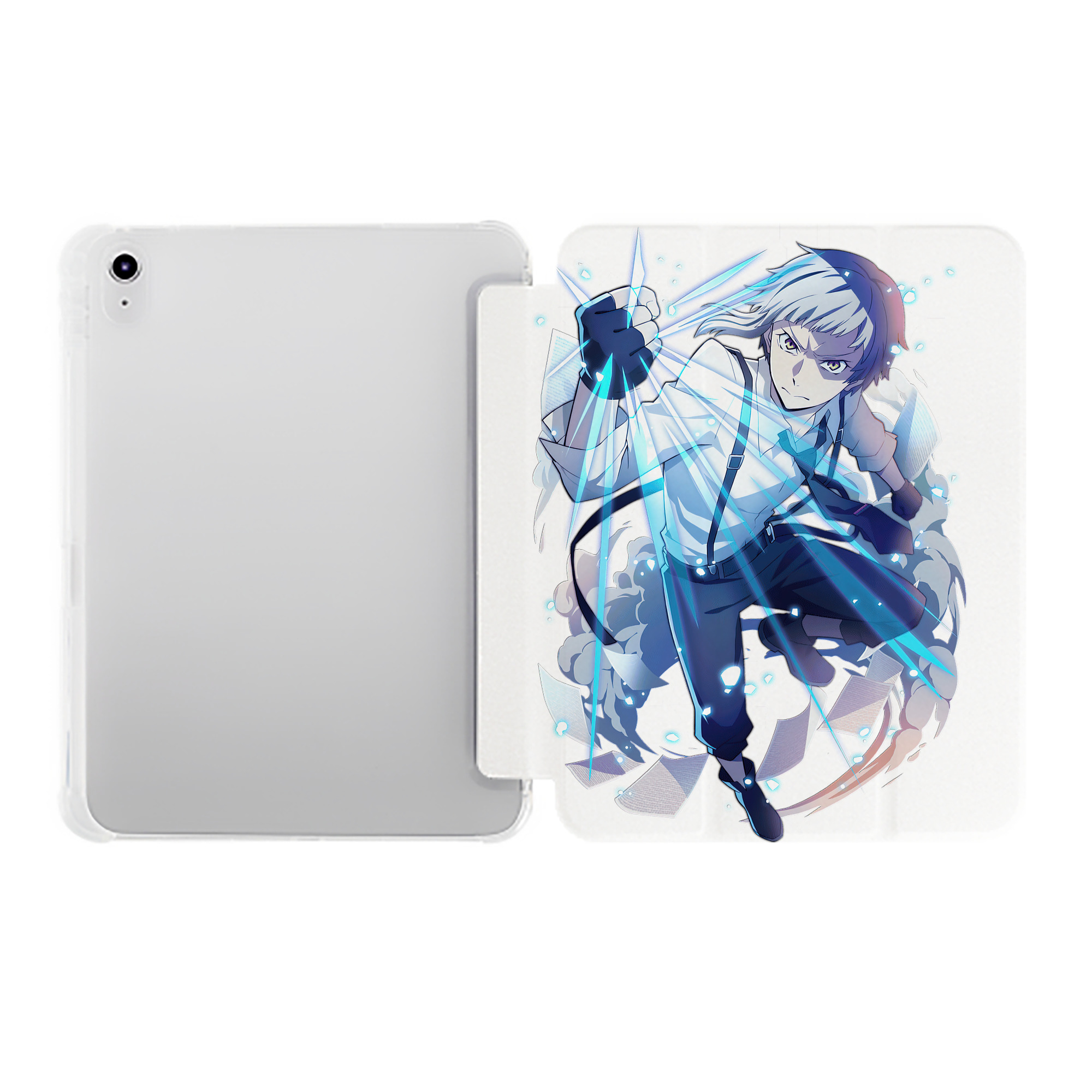 （画像用） 文豪ストレイドッグス Bungo Stray Dogs IPad ケース ペン収納付き 三つ折りスタンド PUレザー×シリコン 対応機種9.5/10.5/10.9インチ